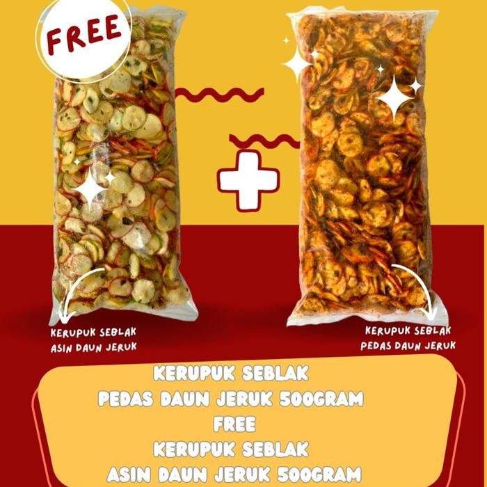 

KERUPUK SEBLAK BUY 1 GET 1 ( 500 Gram pedas+Asin Original )Daun Jeruk