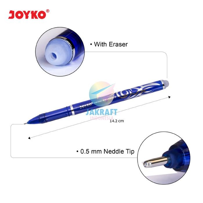 

Ready- (12 Pcs) Grosir Pulpen Erasable Gel Pen Ujung Tajam Joyko Gp-279 Shokyo Hitam Black / Biru