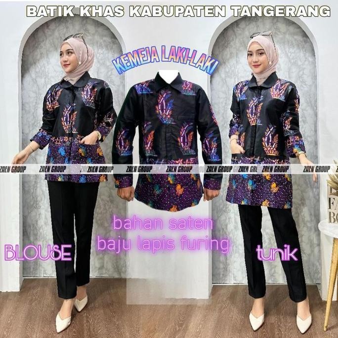 Batik Khas Kabupaten Tangerang Terbaru 2024 Kemeja Jadi Maupun Bahan Ayam Parang Wareng Rambutan