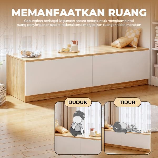 Lemari Penyimpanan Meja Lantai Serbaguna Nimalis Rak Organizer Modern Bahan Kayu Mdf Furniture