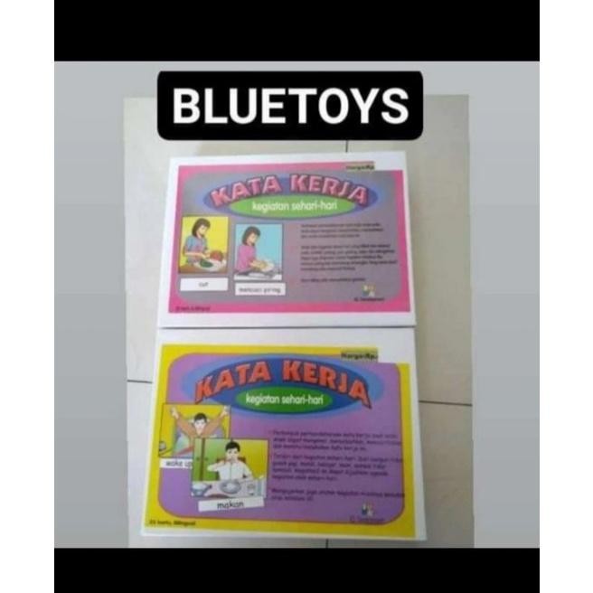 Blue Toys Kartu Kata Kerja Anak Dan Ibu/Alat Terapi Wicara/Flash Cards