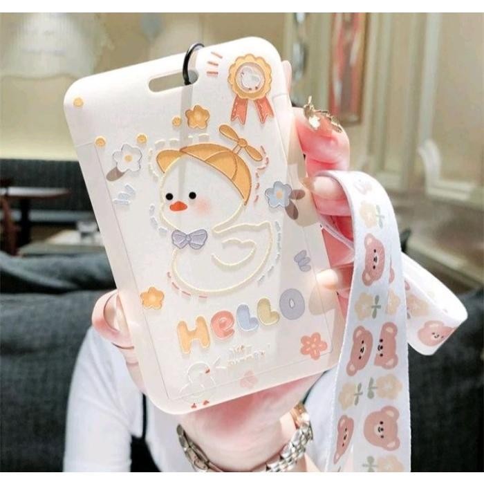 

Lanyard ID Card Motif Cute White Duck / Name Tag White Duck Lucu - Duck 1 + Tali Plastik Kantor