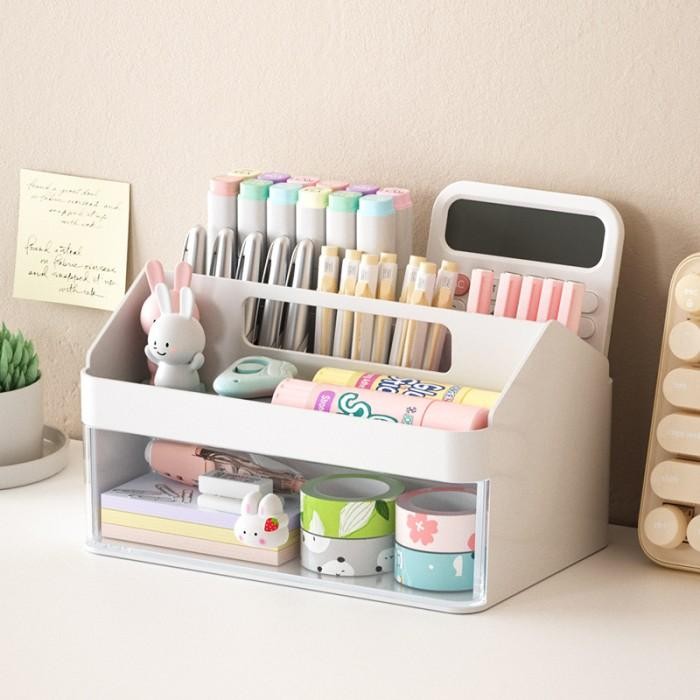 

Rak Meja Laci Transparan Penyimpanan Alat Tulis Serbaguna Desk Drawer Storage Organizer Plastik