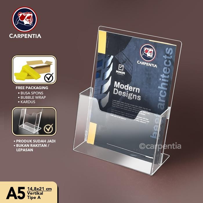 

Carpentia Brochure Holder Acrylic/Tempat Brosur Akrilik - A5 - Tipe A Bening