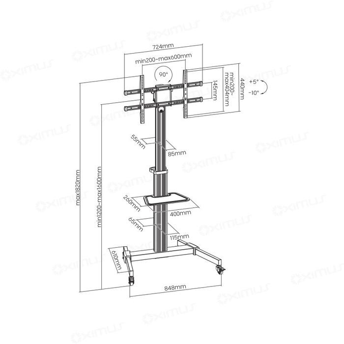

TV Cart Aluminium Oximus TC6610 Bracket Standing Roda Cocok untuk LED TV 37" - 86" Kolom aluminium