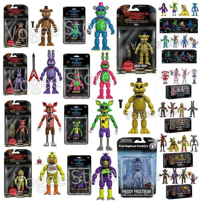 FNAF Action Figure Freddy Bonnie Foxy Chica Fazbear Bear Figures PVC Collection Nightmare Fredbear