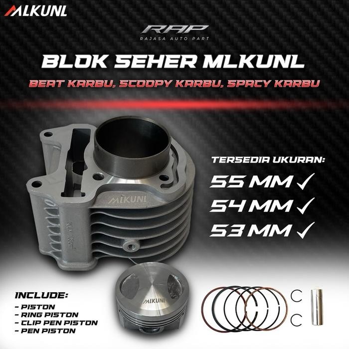 BLOK SEHER/BORING BEAT KARBU 53MM 54MM 55MM BEAT KVY/CYLINDER BLOK BORE UP 53/54/55 BEAT KVY CRUN