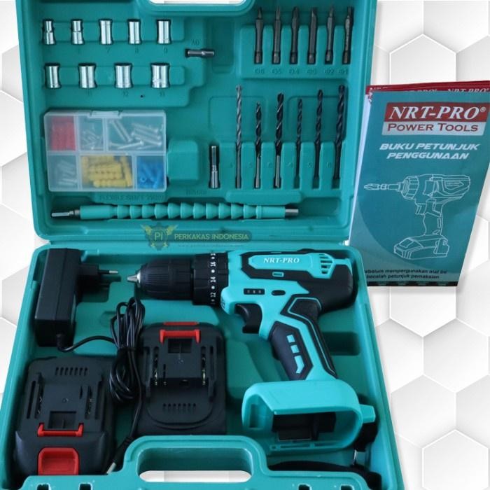 MESIN BOR BATERAI CORDLESS NRT PRO DC340 SET 20V DRILL DC 340 20 V TERMURAH