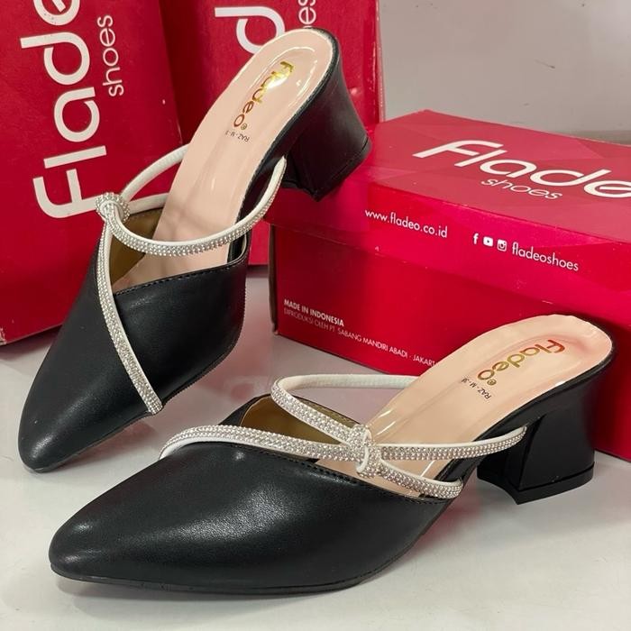FLADEO sendal selop mutiara heels 5 cm model G115 Wanita Karet Shoes