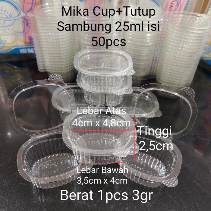Mika Cup Sambal +Tutup Sambung 25ml isi 50pcs / Mika Sauce Cup NS 25ml / Mika Saos Saus Sambel /