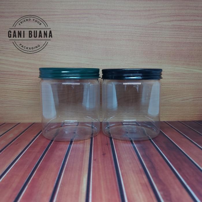 TOPLES TABUNG/JAR 600ML TUTUP ALMUNIUM HITAM/HIJAU TUA Kode 205