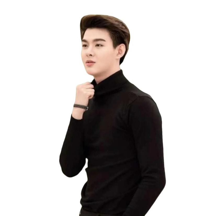 Ortuseight Lifestyle - Kaos (L, Xl, Xxl) Pria Turtle Neck / Leher Tinggi Lengan Panjang Soft