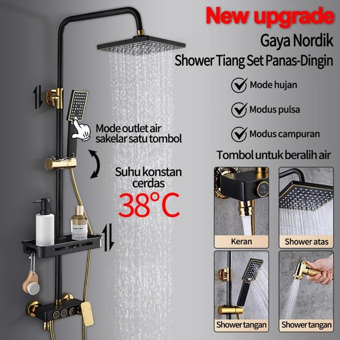 Terlaris - Shower Kamar Mandi 1 Set + Kran Cabang/Shower Mandi Set Stainless/Mandi Shower Set Full