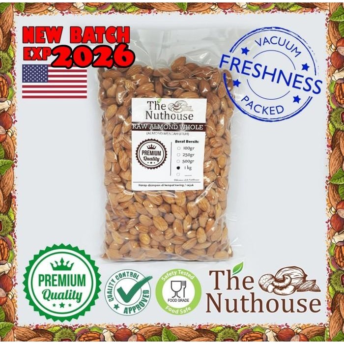 

(Expert) 1kg Almond Whole Premium RAW / MENTAH NPX 27/30