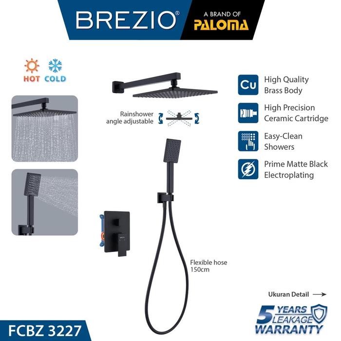 BREZIO FCBZ 3227 SHOWER SET TANAM PANAS DINGIN MATTE BLACK HITAM