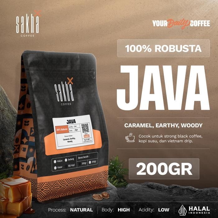 

Biji Kopi Bubuk Robusta Java Origin Coffee Beans Sakha Roastery 200 Gr