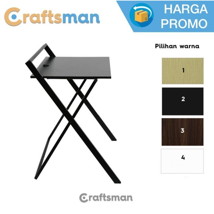 New Product Craftsman Meja Belajar Dan Kerja Lipat + Lubang Kabel Msb05
