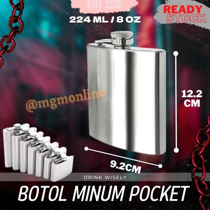 Botol pocket Stainless 224ml Hip Flask 8oz liquor botol minuman keras