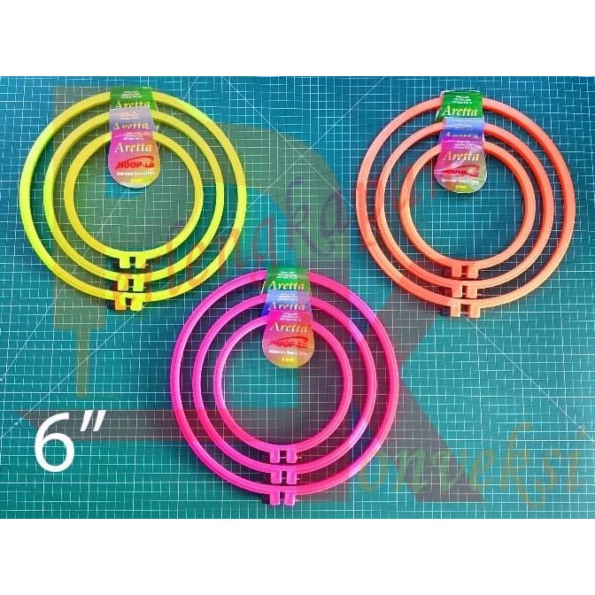 [Expert] Pemidangan/ Ram/ Hoop Bulat Plastik sulam & bordir 15 cm Aretta