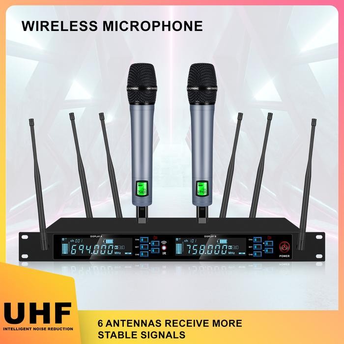 RA-26 mic wireless vokal original karaoke suara jernih mikrofon tanpa kabel mikrofon logam 2 mic