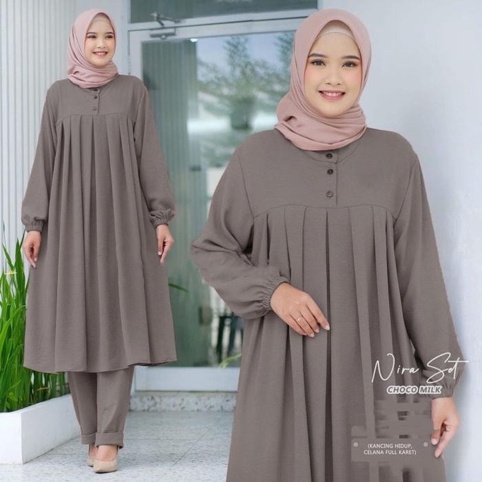 Baju Muslim Nira Long Tunik One Set Wanita