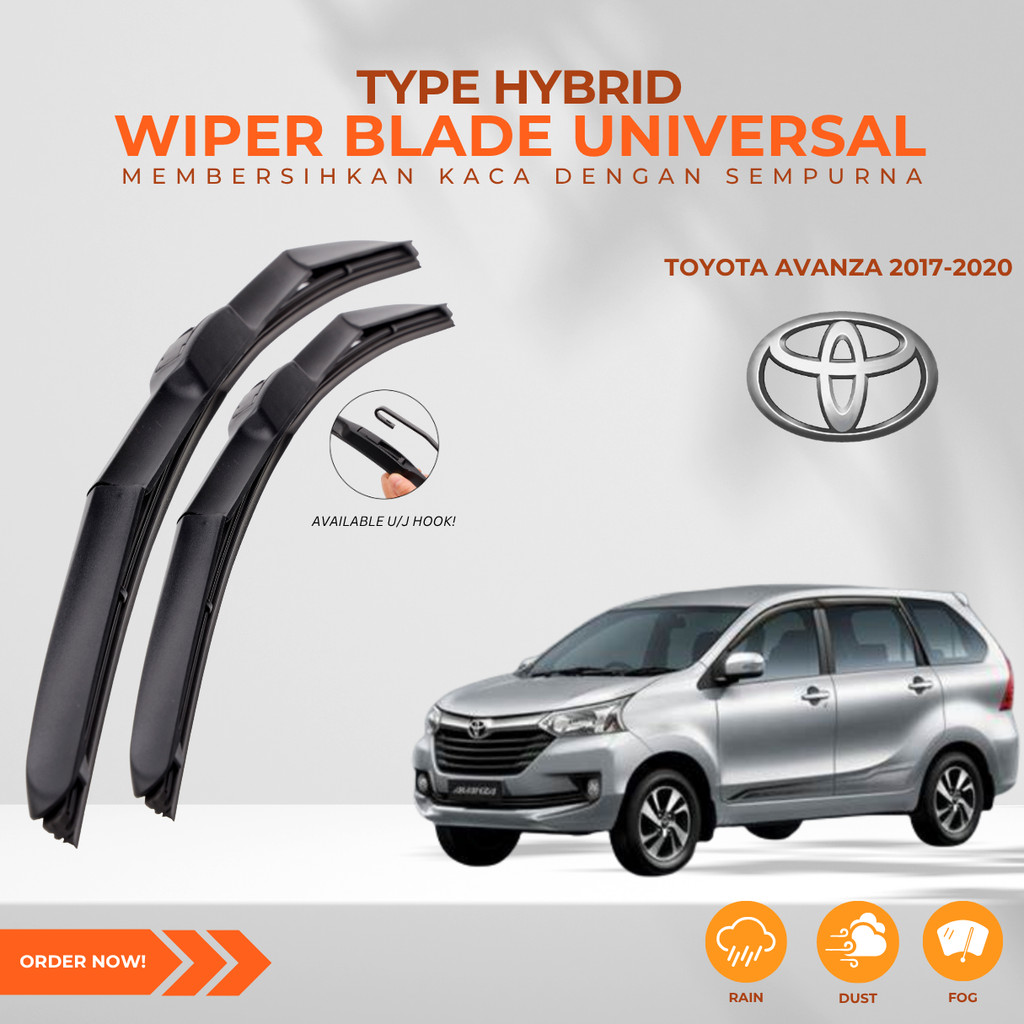 Wiper Hybrid Mobil Toyota Avanza 2017-2020 Satu Pasang Kiri Kanan