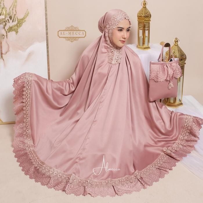 ALMECCA - Mukena Dewasa Mewah Rempel Lasercut Renda Mewah Jumbo Traveling Cantik Mukena Seserahan