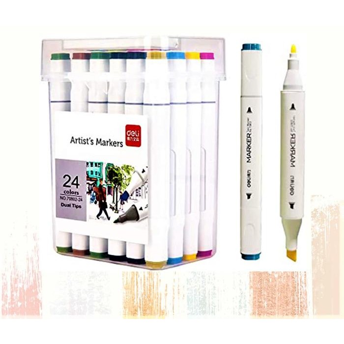 

spidol sketsa 24 w 70804 brush marker pen water based double tip kode 789