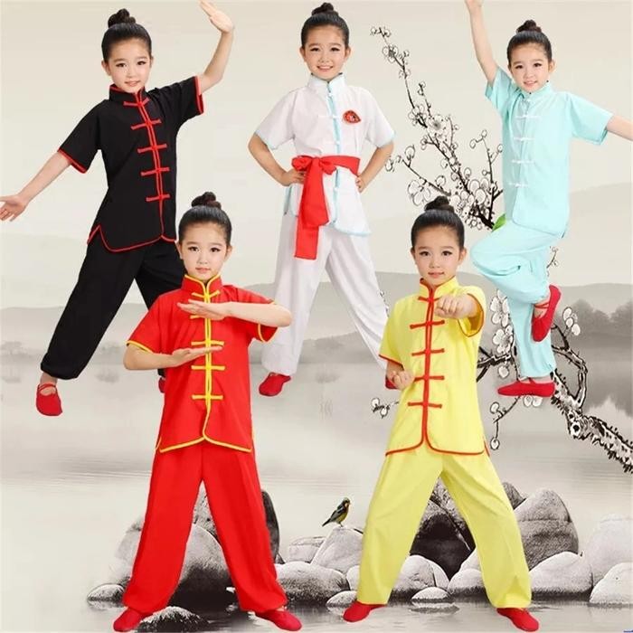Terbaru Kostum Kungfu Baju Kostum Taichi Anak Tangan Pendek Termurah