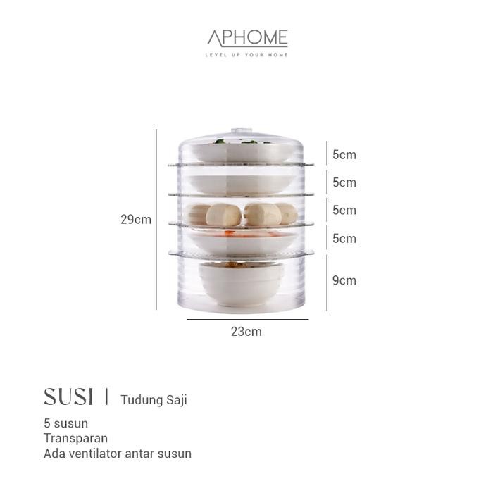 TERBARU APHOME TUDUNG SAJI SUSUN VIRAL 5 TINGKAT MODERN ANTI LALAT PELINDUNG MAKANAN RAK PENYIMPANAN