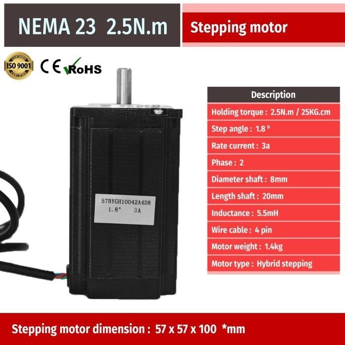(Expert) Stepper motor nema23 nema 23 57 torsi 2.5N.m 3.6a for CNC Router