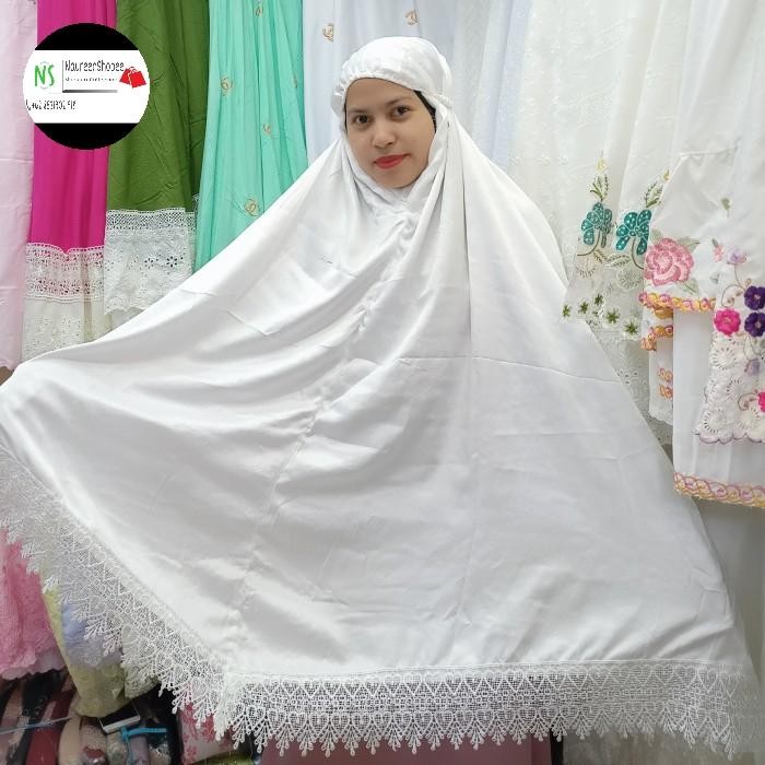mukena dewasa putih renda / mukena dewasa Velvet renda