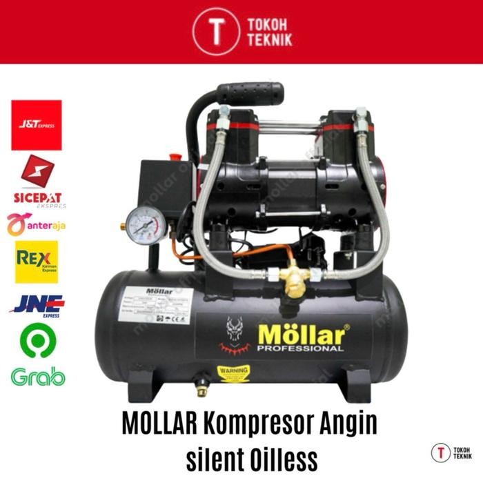 Promo Mollar Kompresor Angin Silent Oilless Auto 10L / 1Hp Tipe Black Panther