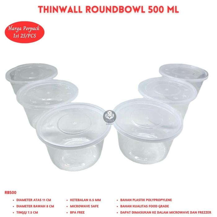 Thinwall Roundbowl 500 Ml Food Container (25 Pcs-RB500)