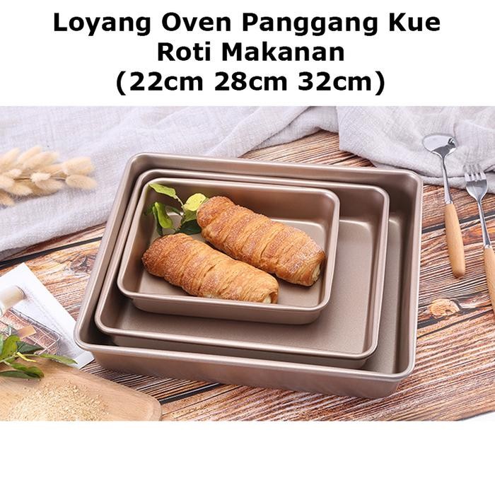 TERLARIS.. Loyang Kotak Panggang Kue Kering Roti Makanan Teflon Anti Lengket