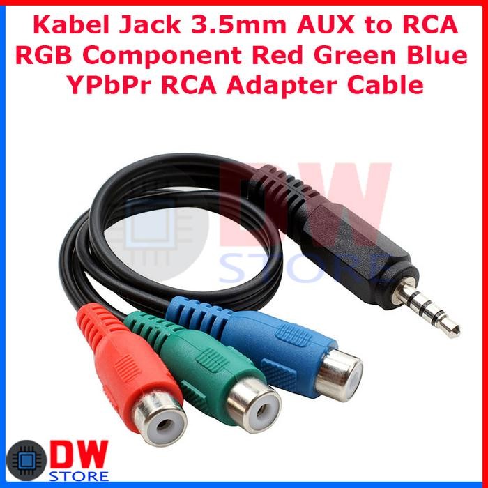 TERLARIS.. Kabel Jack 3.5mm AUX to RCA RGB Video Component Red Green Blue YPbPr