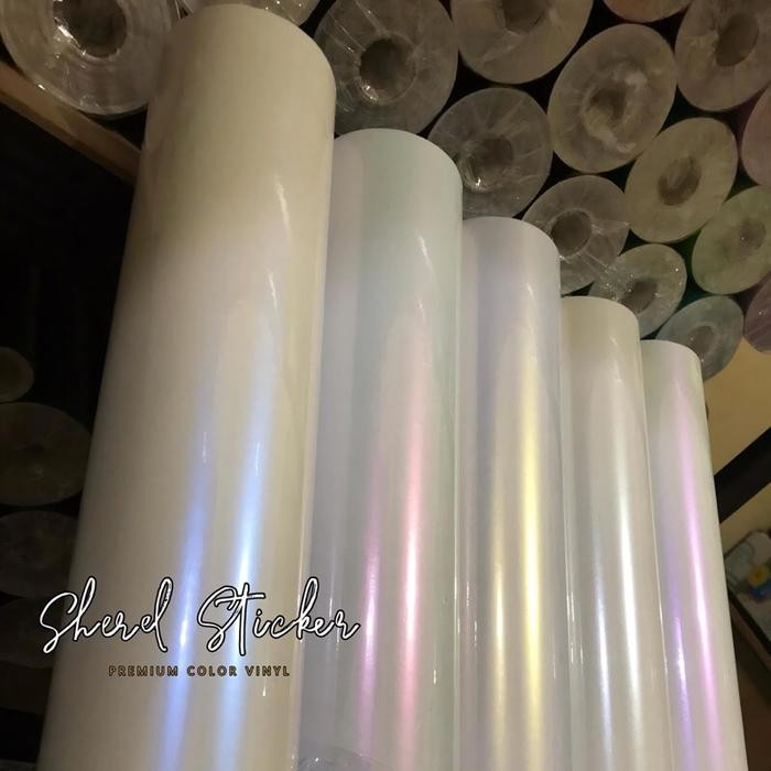 (Expert) skotlet motor lembayung putih sticker scotlite putih lembayung mutiara putih lembayung biru