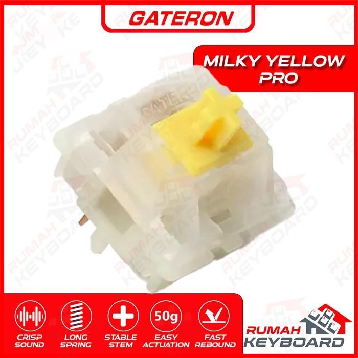 Switch - Gateron - Milky Yellow Pro - 5 Pin - 50G - Linear - Pre-Lube