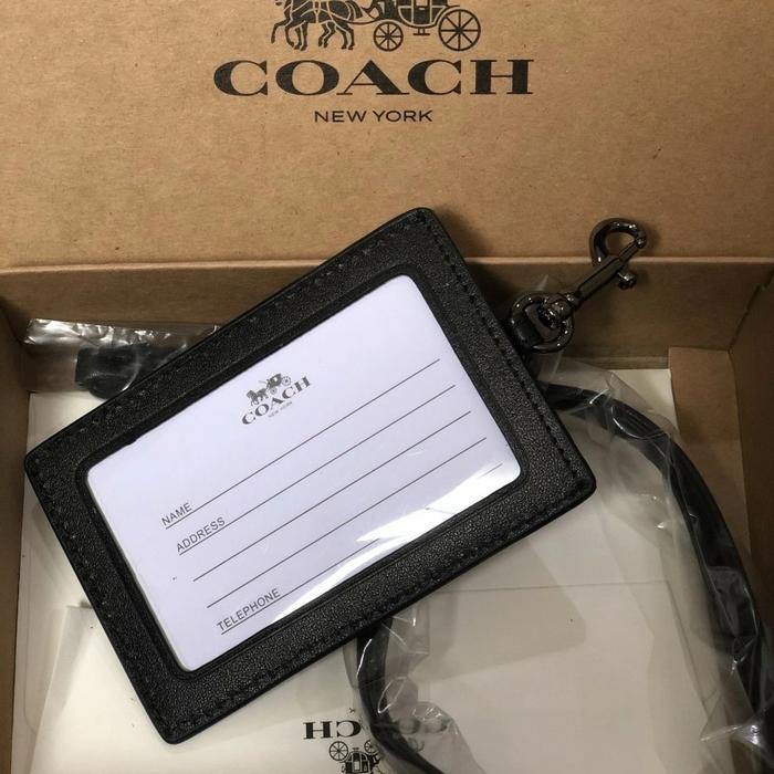 

Ready- Coachh Signature Embossed Id Holder Card Lanyard Original - Black Dw