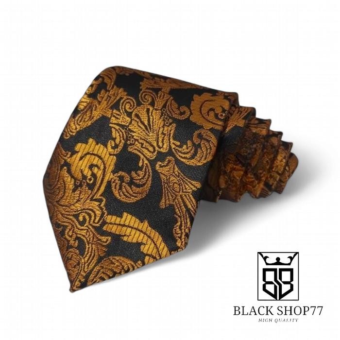 Dasi Pria Dasi Panjang Dasi Motif Batik Gold/Emas 3 Inchi