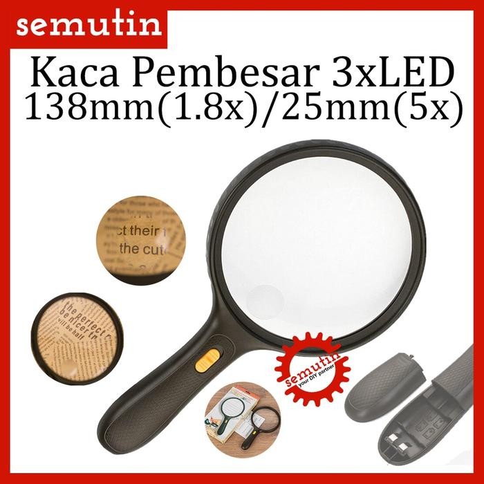 

Kaca Pembesar LED Besar 138mm Membaca / 1.8x 5x Lampu Lup Lensa Magnifier Handheld Membaca Perhiasan