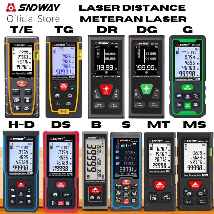 SNDWAY Meteran Laser Distance Digital 40 60 80 100 Laser Merah Hijau