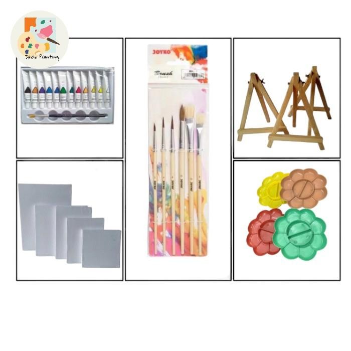 

HOT SALE! Paket Alat Lukis, Kanvas 30 x 30, Mini easel, Cat Air