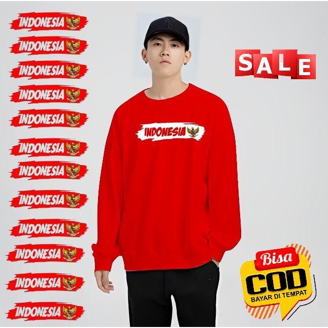 Kaos Lengan Panjang Pria Dewasa Indonesia Garuda Edisi 17 Agustus Hut Ke 80 Produk Lokal Grab/Gosend