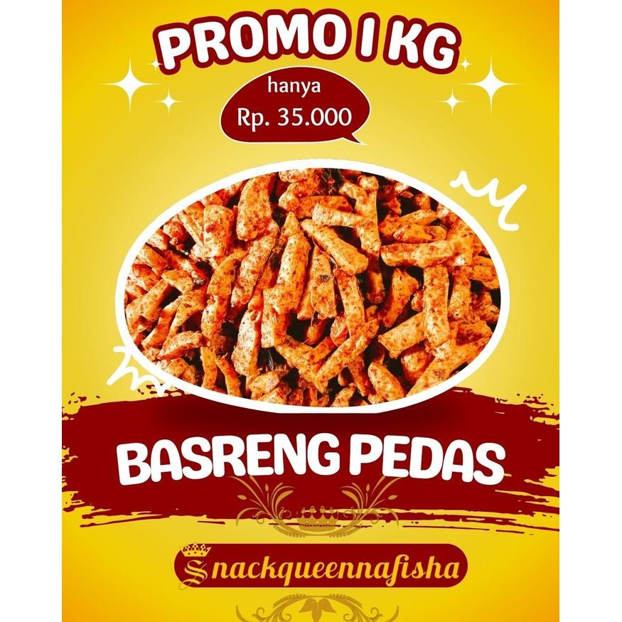 

New PROMO 1KG BASRENG PEDAS BIASA DAUN JERUK Cemilan Food Snacks
