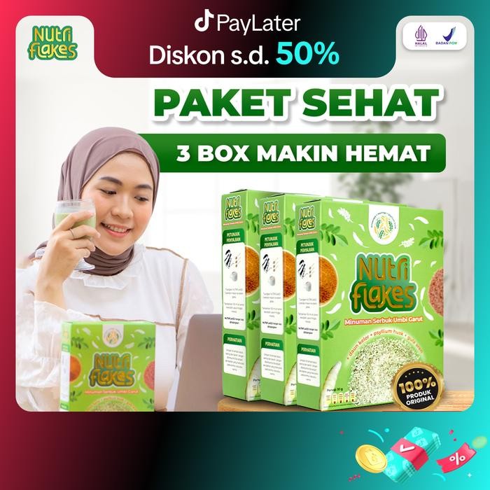 

New 3 Box Nutriflakes Original Sereal Umbi Garut Bantu Masalah Lambung