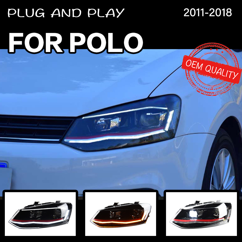 Headlight for VW Polo TSI 2011-2018 Car LED DRL Hella автомобильные