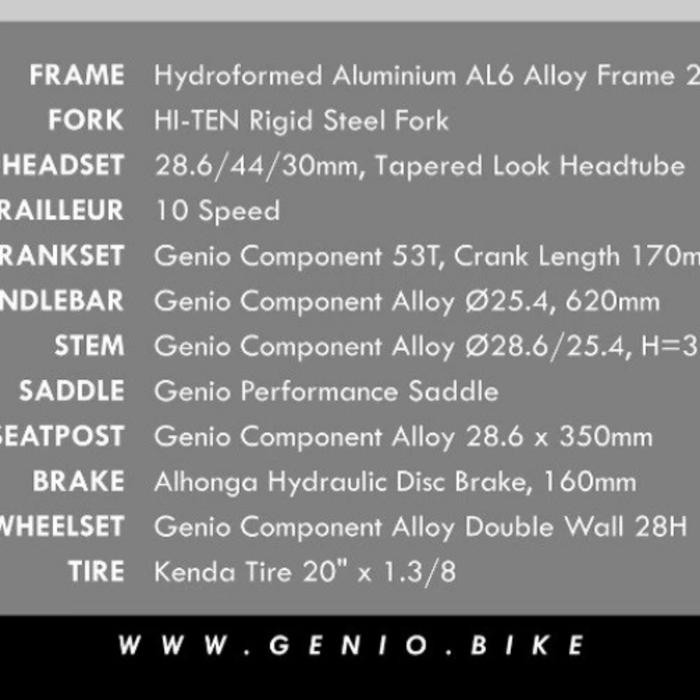 SEPEDA MINIVELO GENIO ZIPPY ACTIVE AL 10 SPEED REM HIDROLIK (20 INCH)