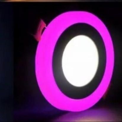 [Expert] Lampu Downlight LED 2 Warna 3+3 Watt Bulat/Kotak/Biru/Kuning/Pink