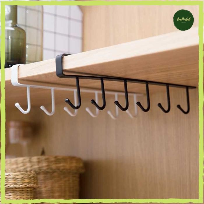 Rak Gantung Lemari Peralatan Dapur 6 Hook Aluminium